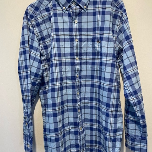 Vineyard Vines Blue Plaid Classic Fit Tucker Button-Up Shirt Medium NWOT - Picture 1 of 4